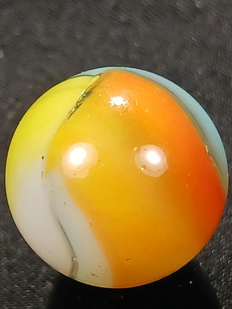 Vitro Agate .55″ Robin Egg Blue Orange Yellow Tiger Eye NM Serious Marble A160