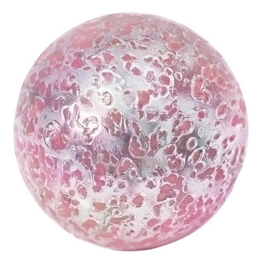 Bulk 14mm Princess Glass Marble Players Pk 50 Clear w Textured Pink Frit (.55″)