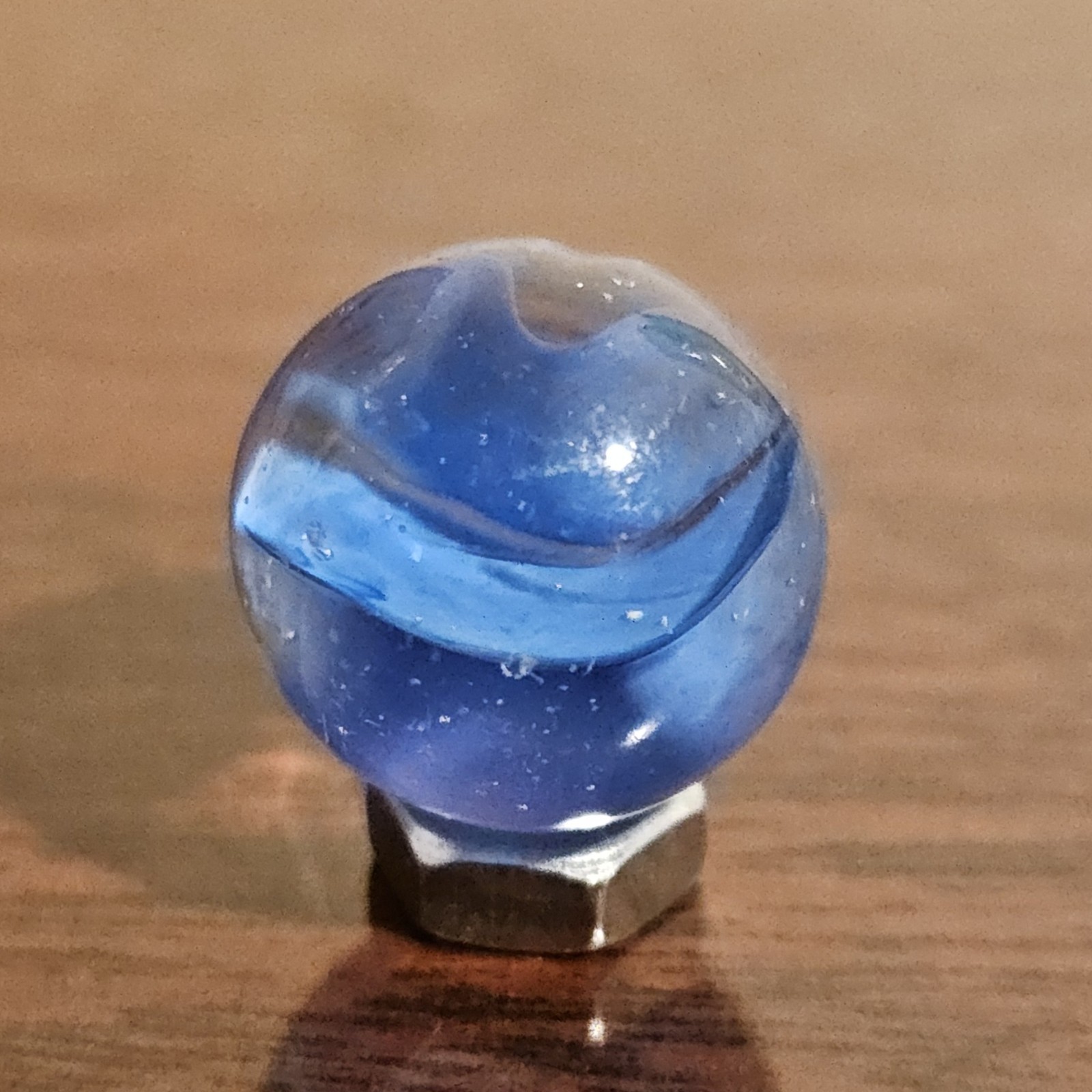 Vintage CE Bogard Blue Floppy 4-Lobe Cats Eye .593″ Glass Marble