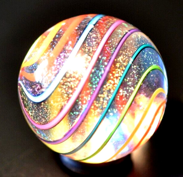 JAMESC ALLOWAY GLASS MARBLE/1.246″-DICHROIC 8 COLOR GLITTERBALL #424-WORLDWIDE