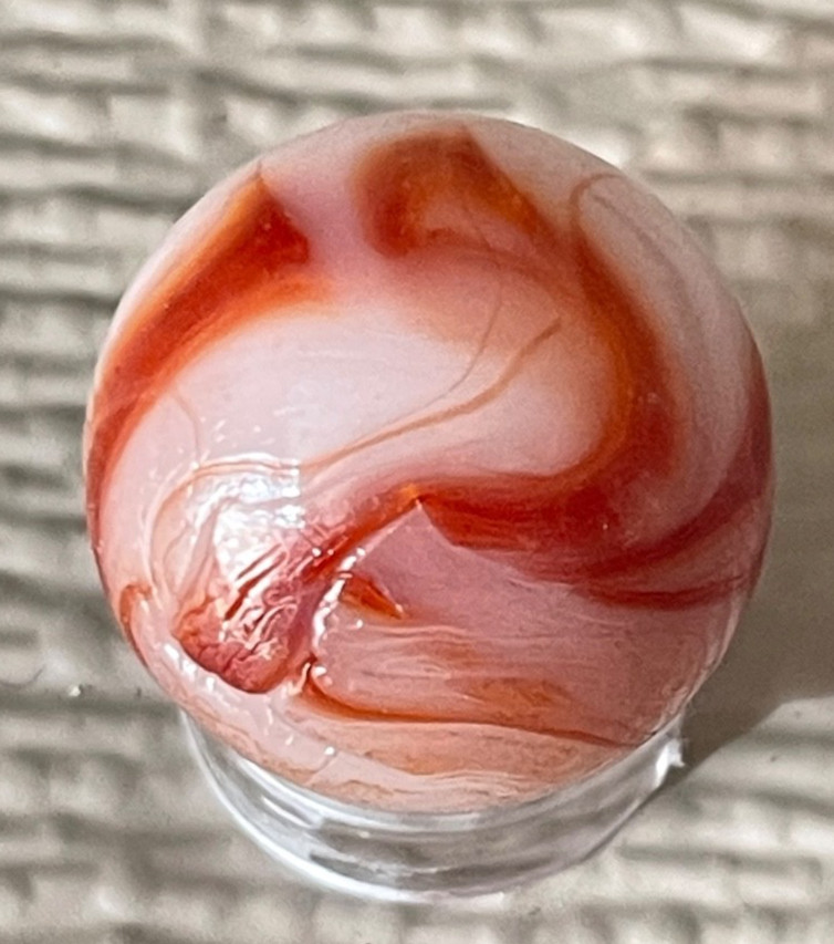 INTERESTING Early Alley Agate Drizzle Swirl 13/16″ Shooter Marble UV NM