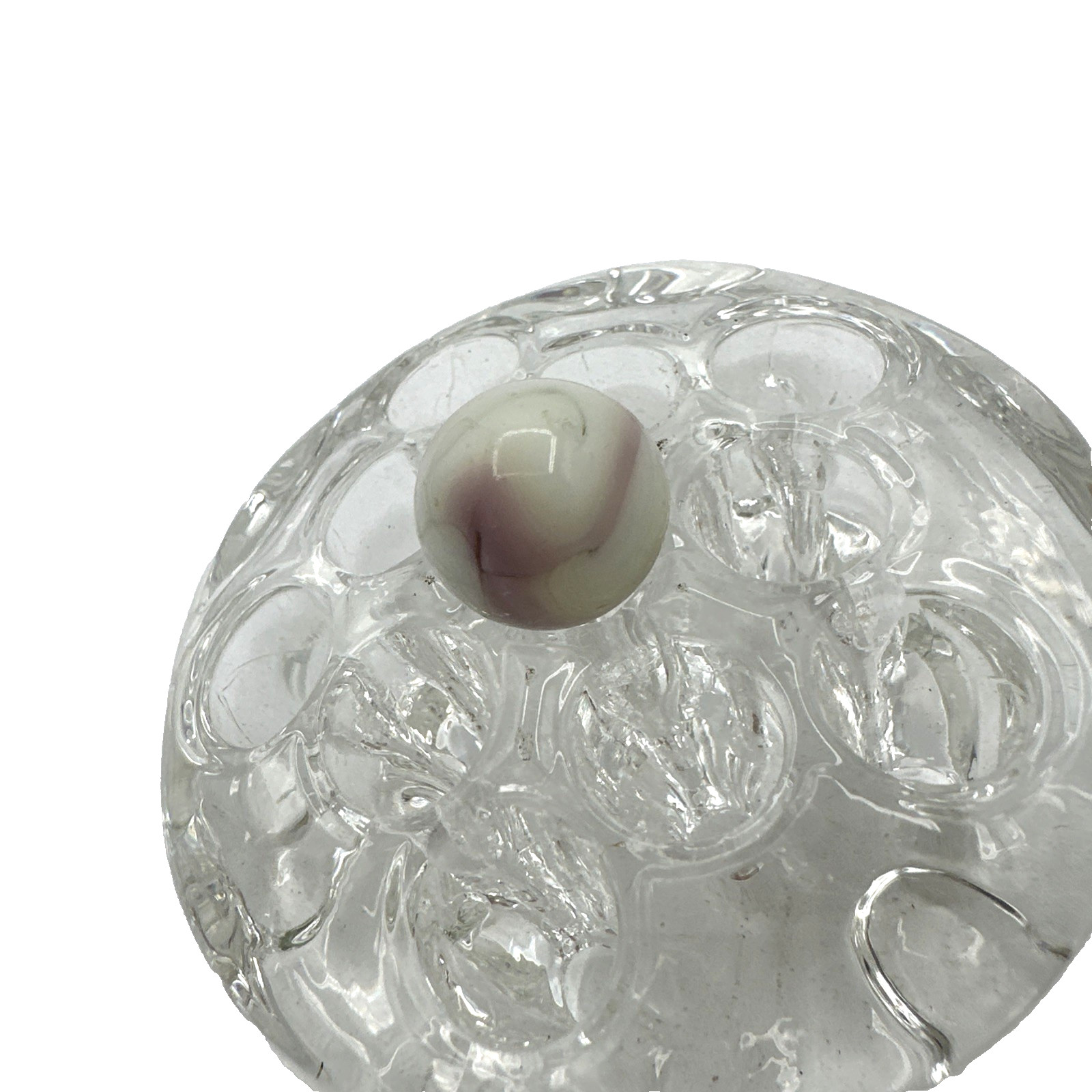 Christensen Swirl 21/32″ Near Mint Marble Opaque White with Purple Swirls Veins
