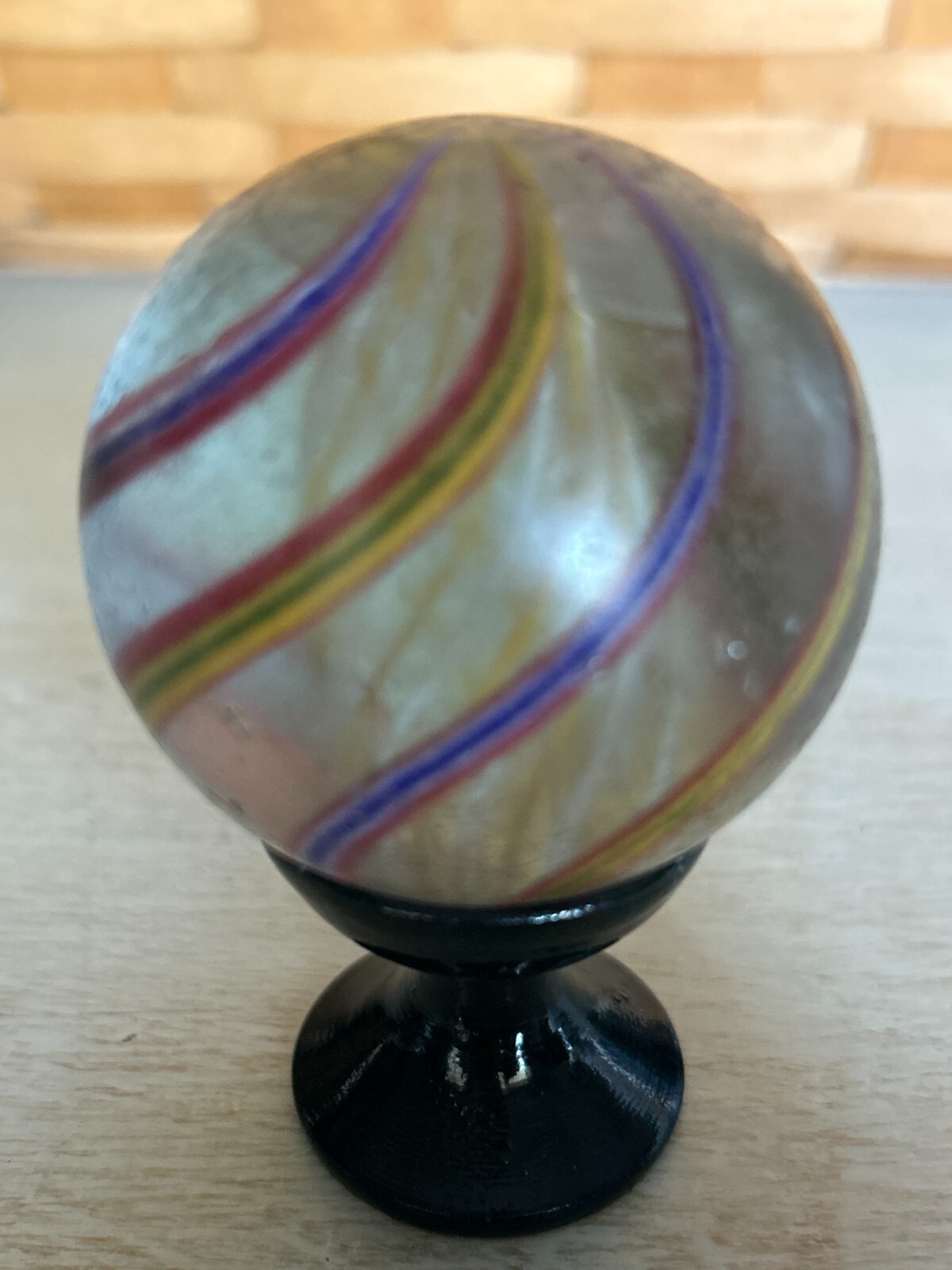 Antique Large 2 ” German Swirl Latticino Marble Beautiful 6.6 oz.