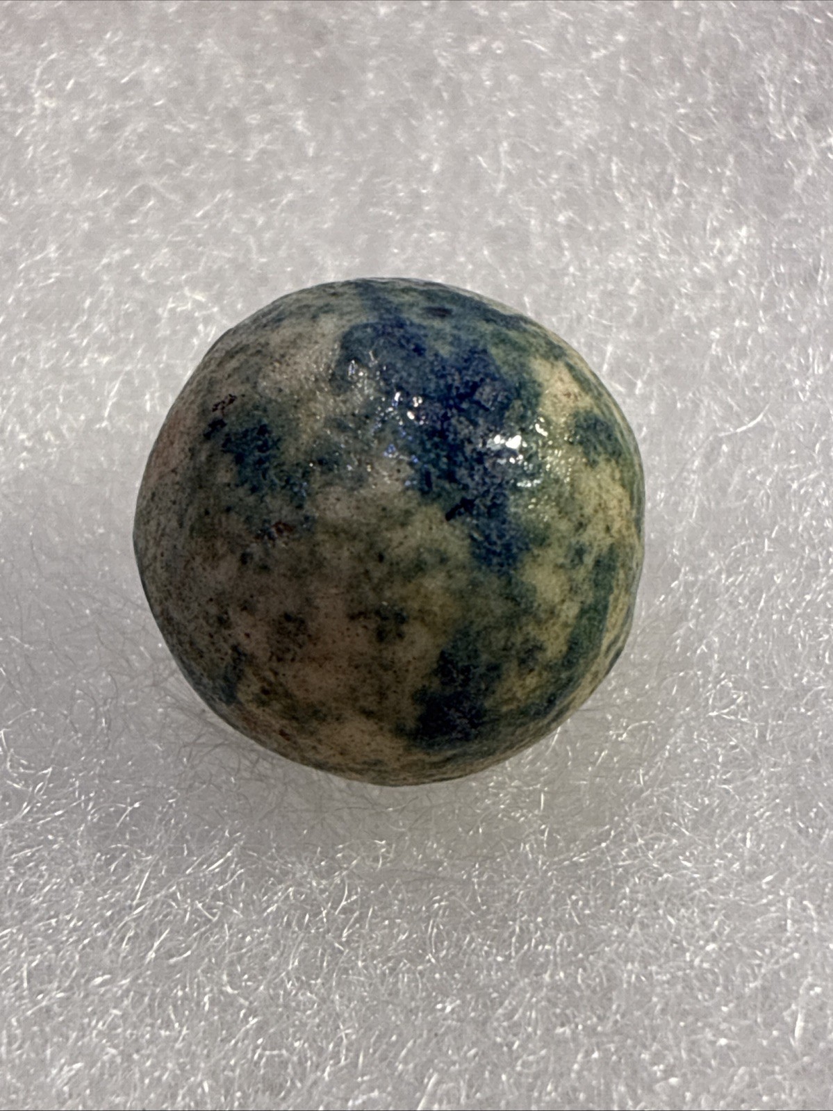 Antique Hand Made Marble; Stoneware Cobalt Blue ~.685; Vintage Toy