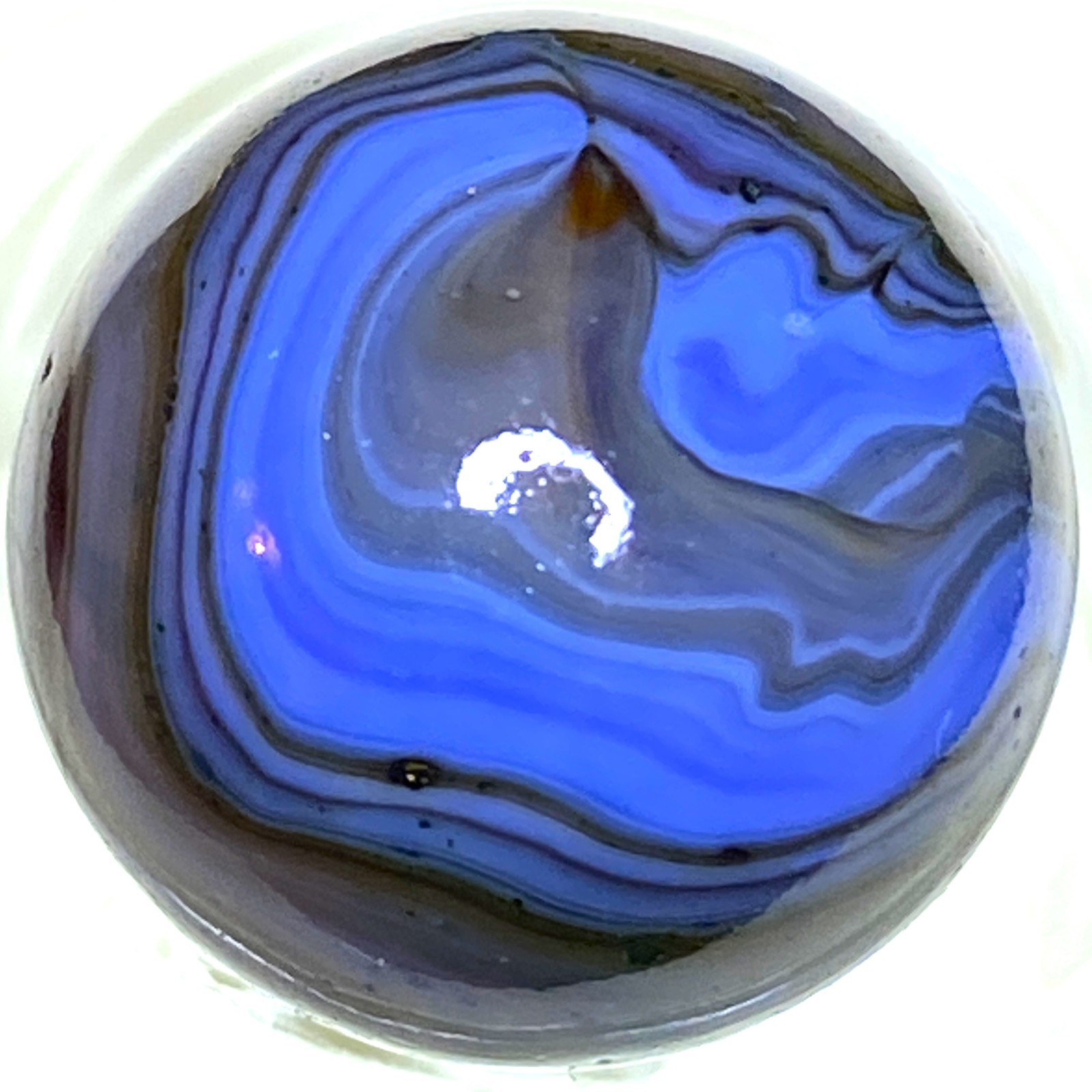 DAS/JABO WAVY BLUE AND TRANSPARENT OXBLOOD SWIRLED SHOOTER .69″ BOX03/350