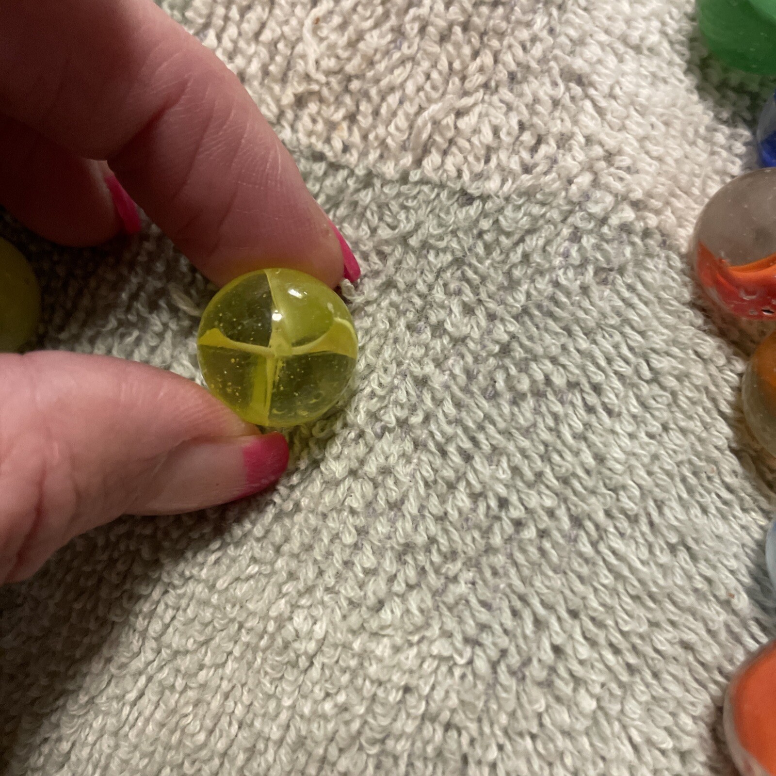 1930-1940’s cat eye 4 vein marbles. Total 12, 1 In, .75 , 10 .50