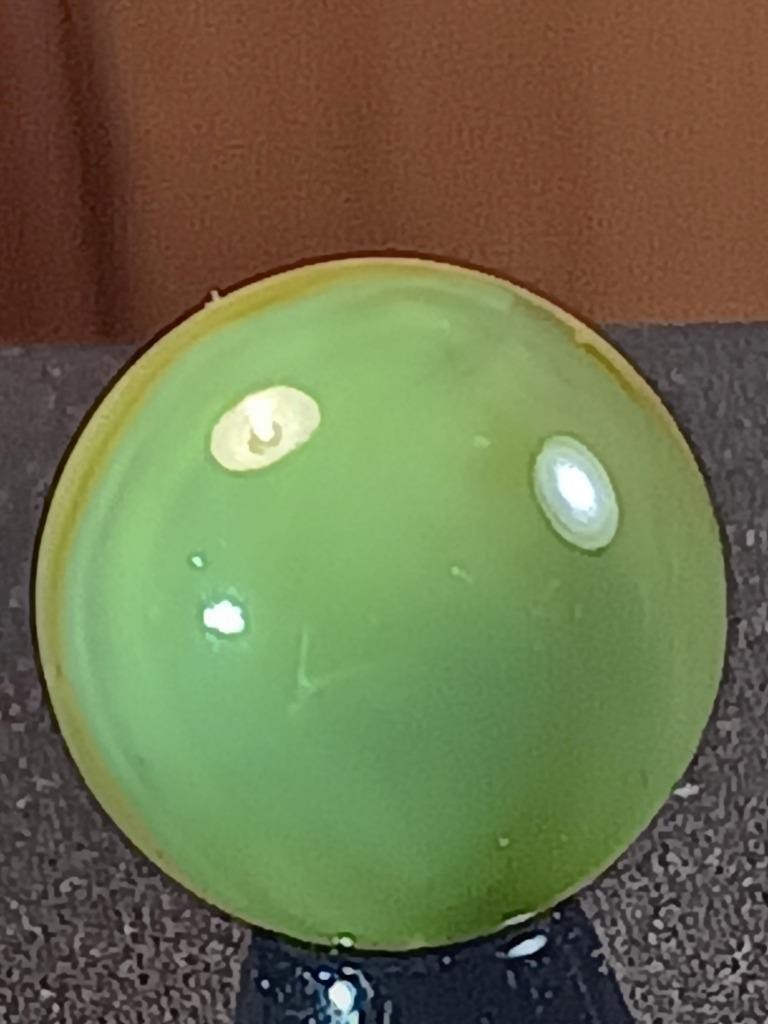 9/16″ Vitro Jade Green Yellowed Lime Moss Ice White on Clear Serious Marble B157