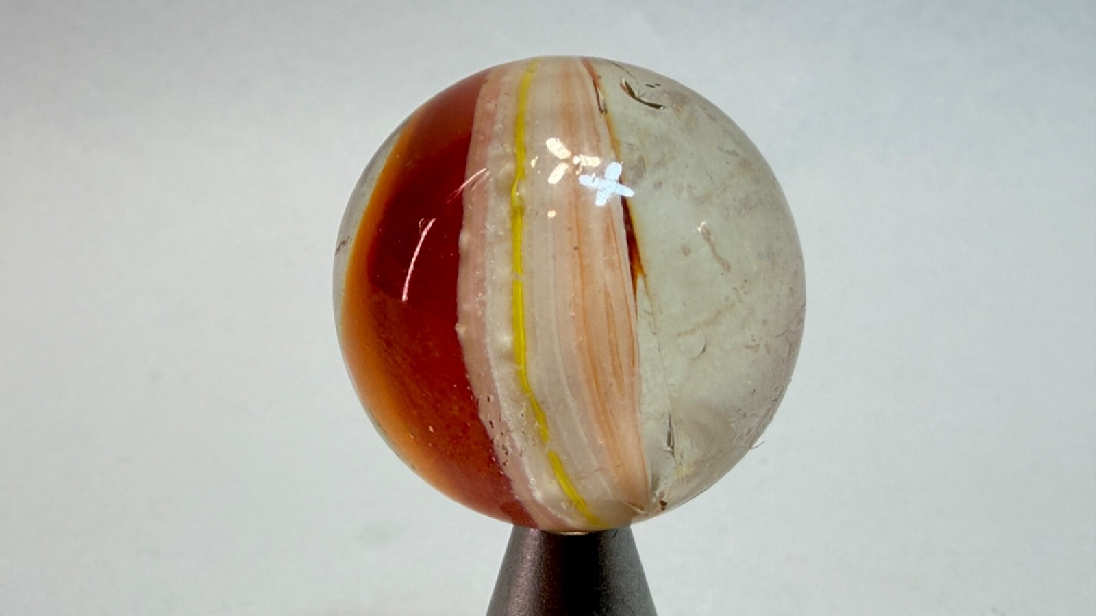 1950-60′ Big Vintage European Sparkler Glass Marble Cat’s Eye Naked Spring 1”