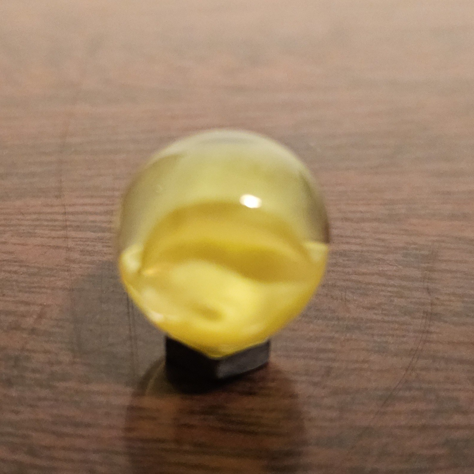 C E Bogard Yellow 4- Lobe Floppy Cats Eye Clear Glass .625 Marble