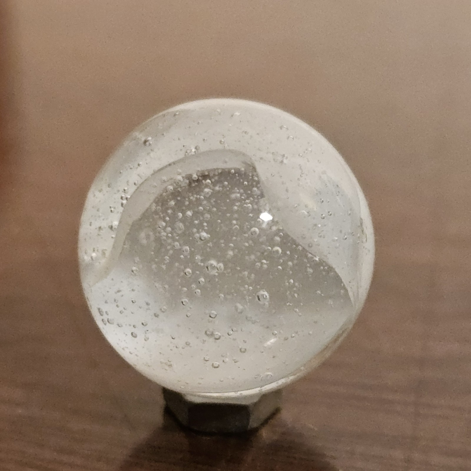 C E Bogard White 4-Lobe Floppy Cats Eye Clear Glass .875 Shooter Marble
