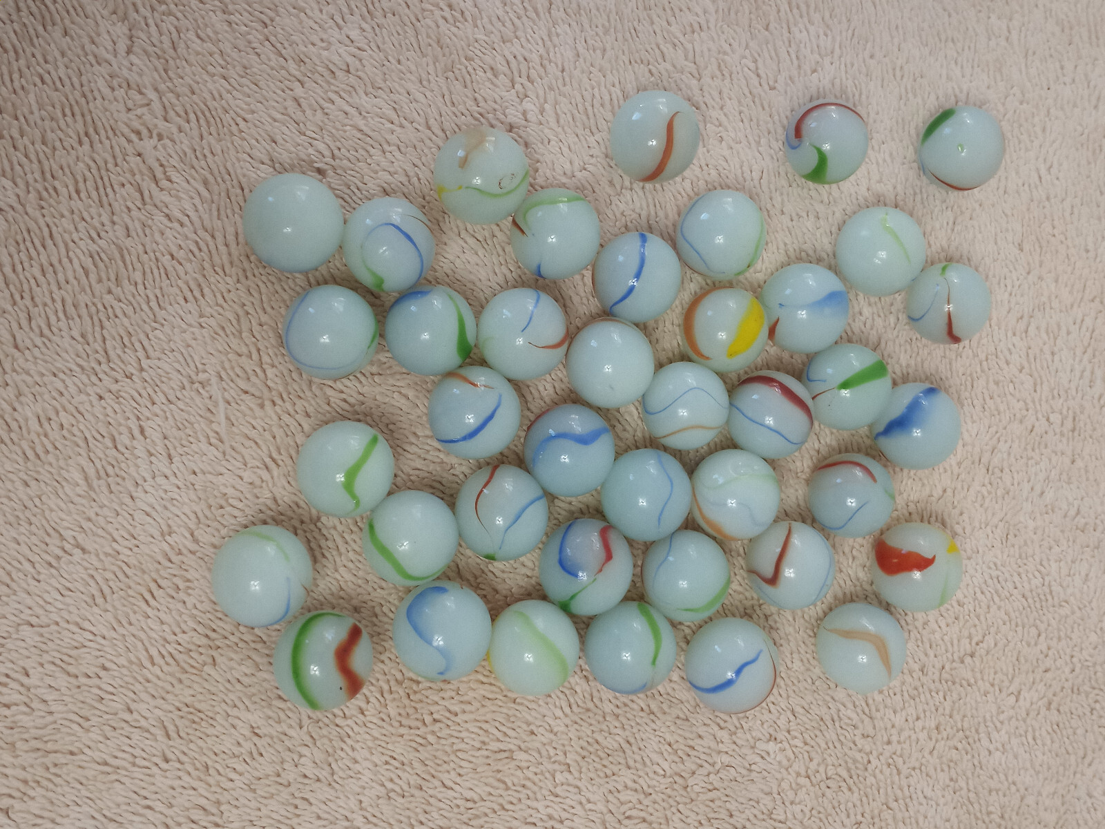 40 Rare Antique Milk Glass Striped Marbles