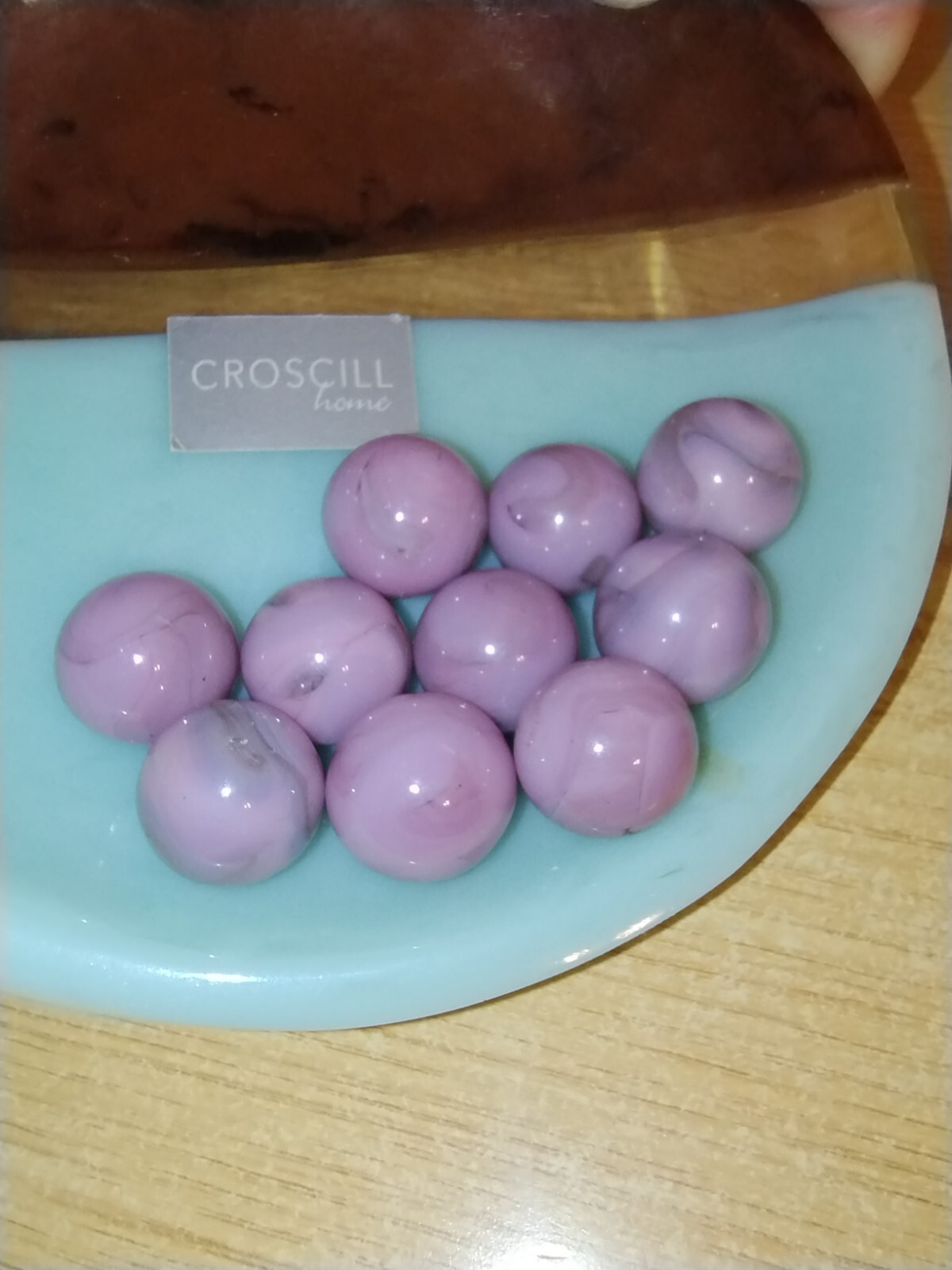 Vintage Lot of 10 Champion Agate Company Pink Purple Lavender Swirl 5/8″ Marbles