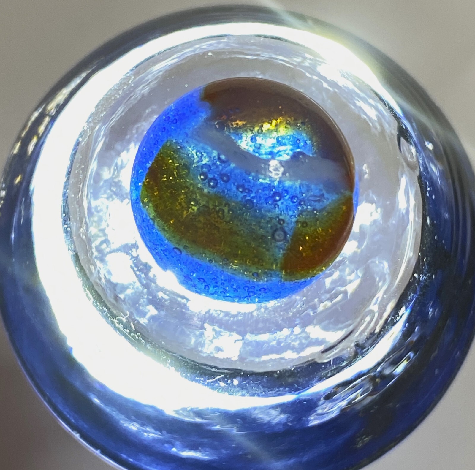 #6 PELTIER MARBLE HYBRID RAINBO BLENDED SPIDERMAN BURNT COLORS .61″ NM+/- MX125