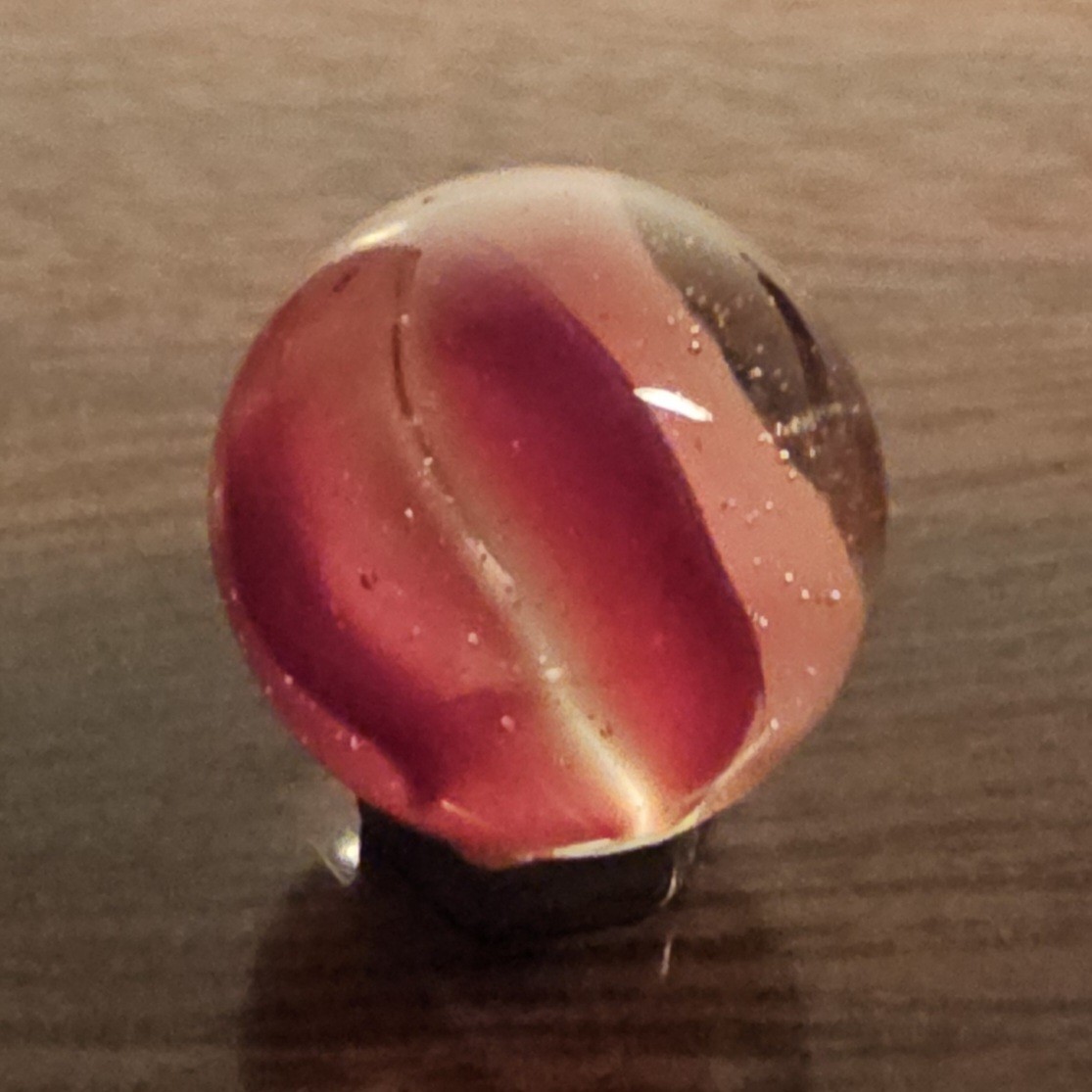 Vintage C. E. Bogard Rose 4 Lobe Hybrid Cats Eye .625 Glass Marble w Inclusion