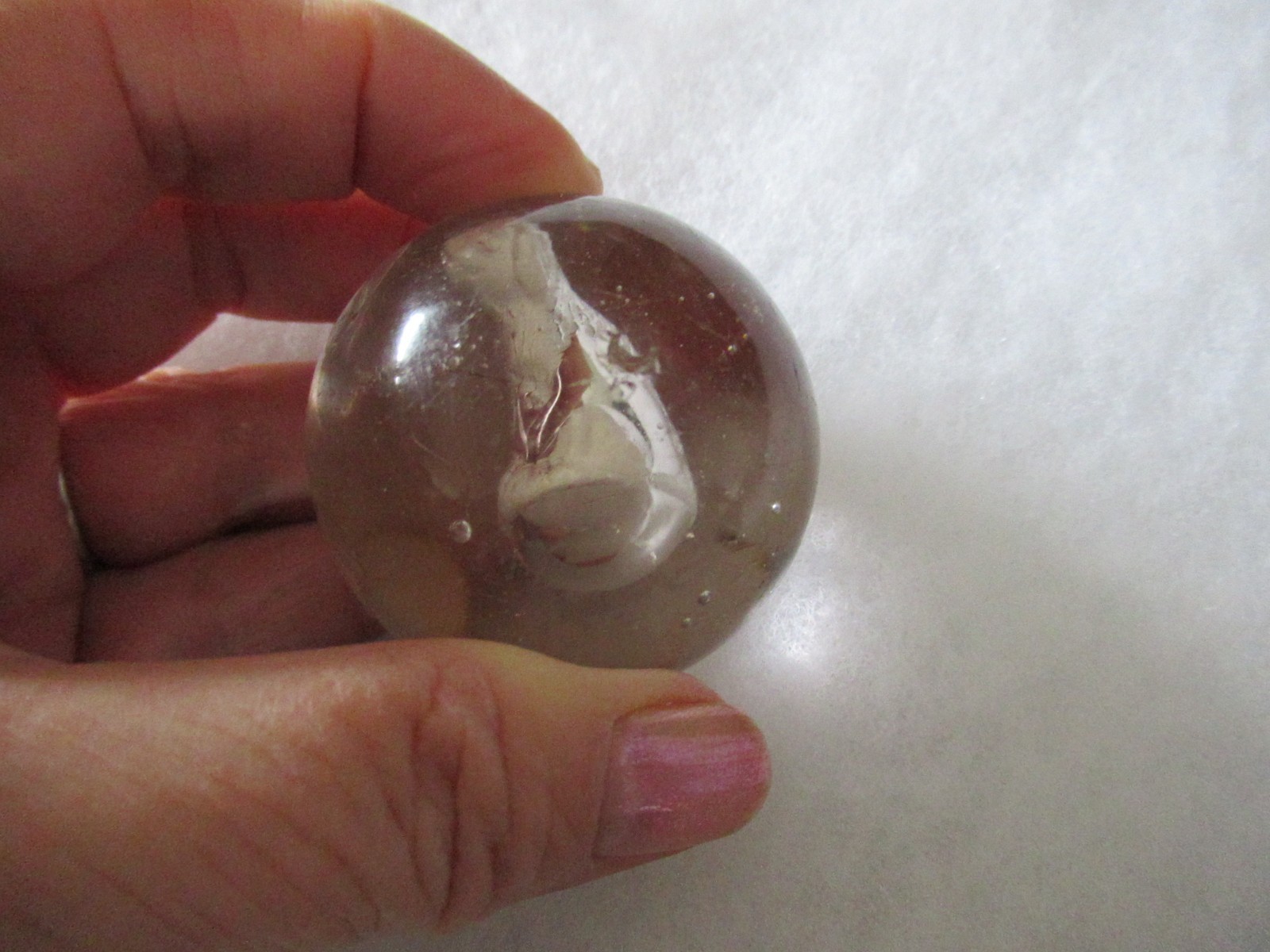 Antique Handmade German Sulfide Marble 1 3/4″ with Sitting Dog Orig Pontil