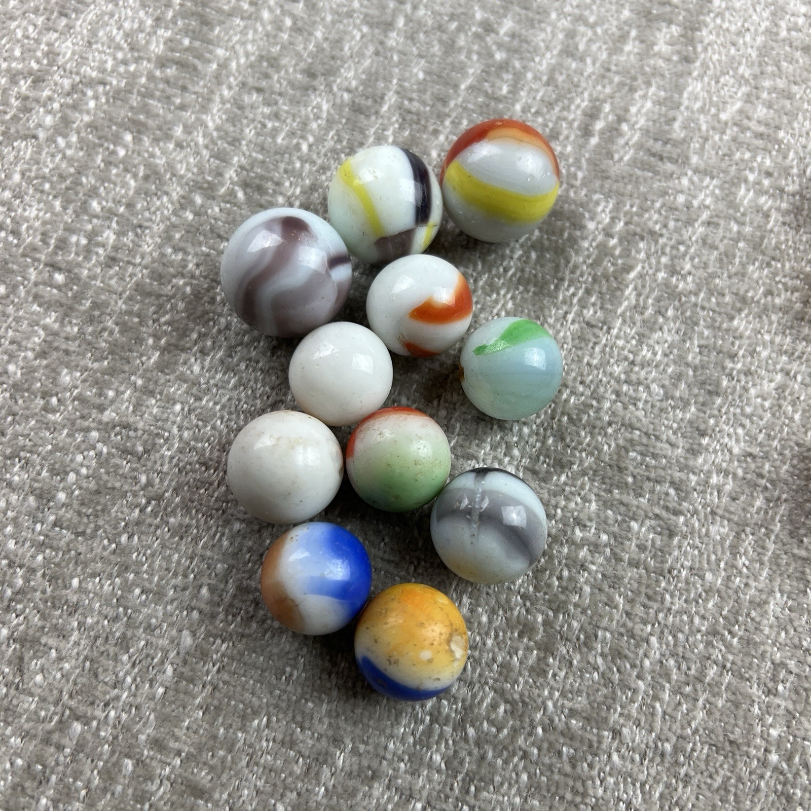 Mixed Lot of Marbles Mostly Vintage Lot of 195 Cadmium Agate Swirl Glass Clay
