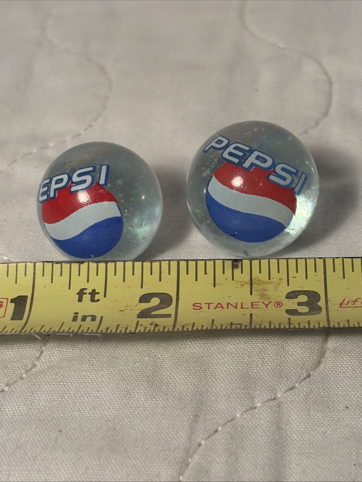 Group/set of 5 Pepsi Glass 1″ Marbles.Beautiful.Mint.Hard to find Item #1118