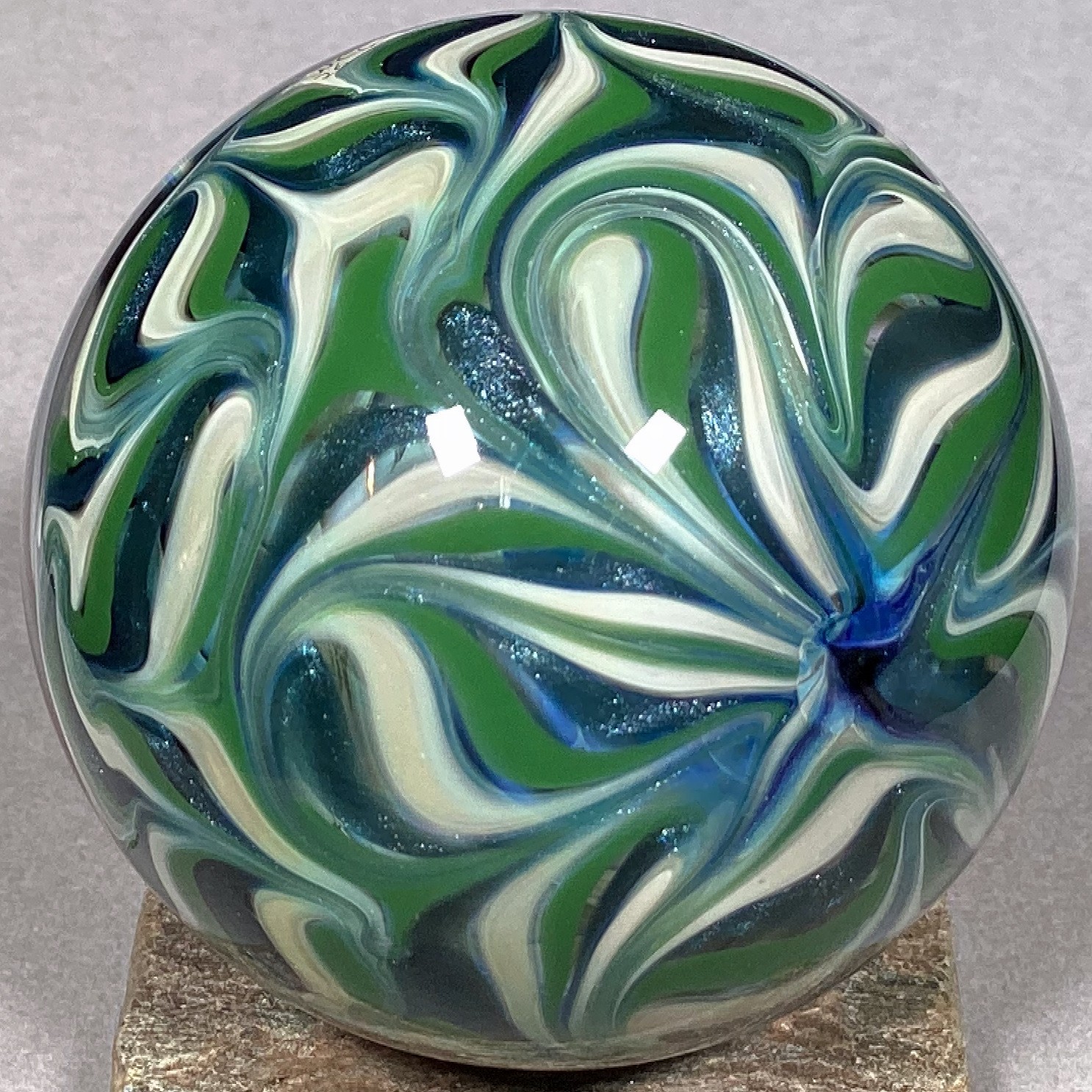 Vortex Marble Handmade by Bill Grout 2.17″ Dormant Spring 020826 Boro Glass