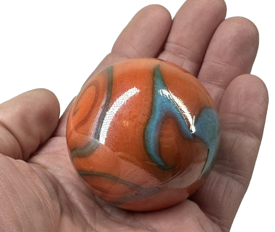 TOE BREAKER 50mm (2″) VALKYRIE (aka Seahorse) Marbles glass ball HUGE Swirl
