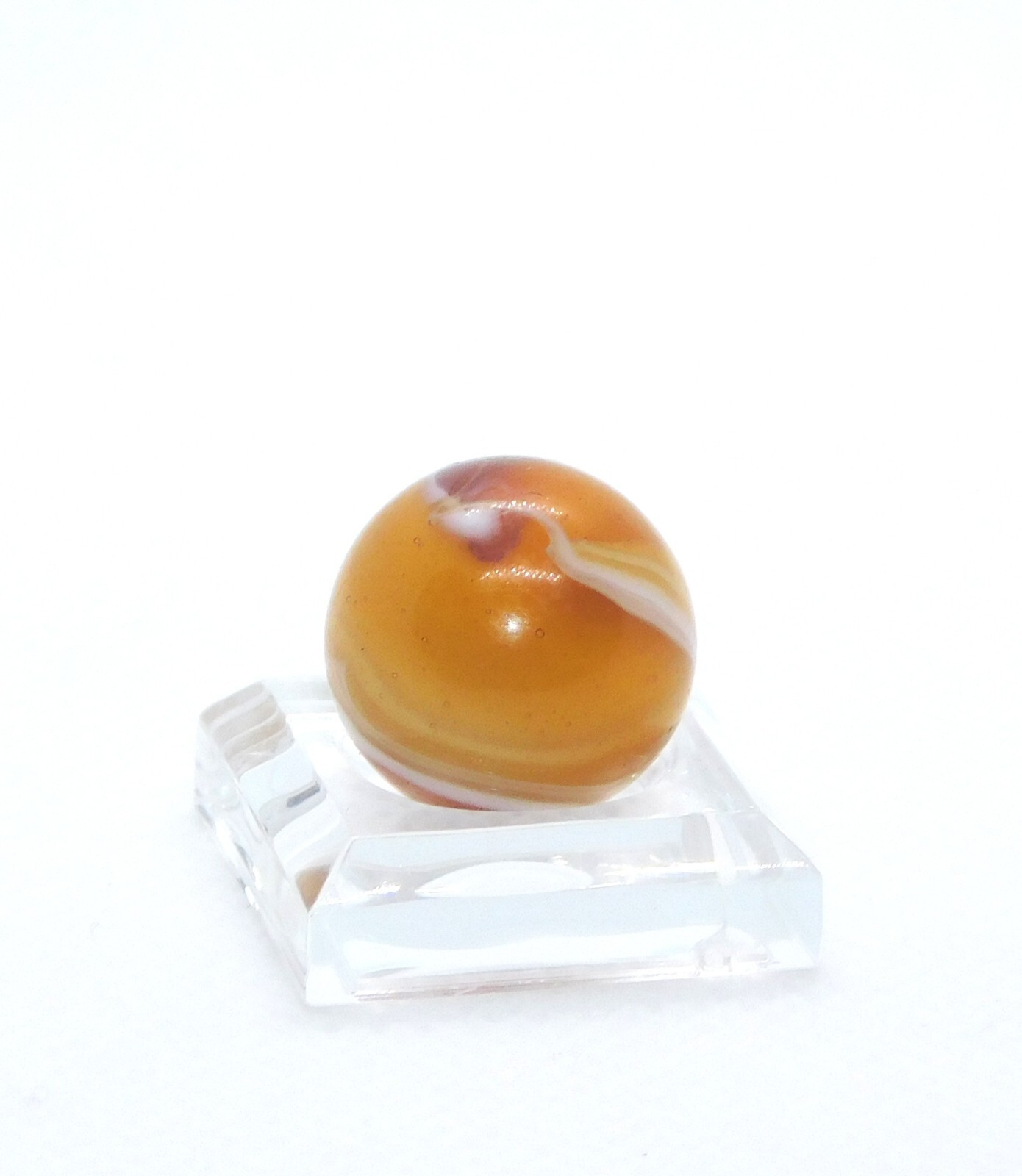 Vintage Glass Marble Amber Slag Transitional Transparent ‘9 & Tail’ 0.62″ 0-121