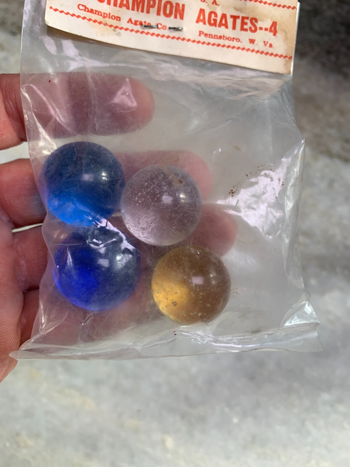 New NOS 4 Champion Glass Agates Agate Marbles Marble Pennsboro West Virginia