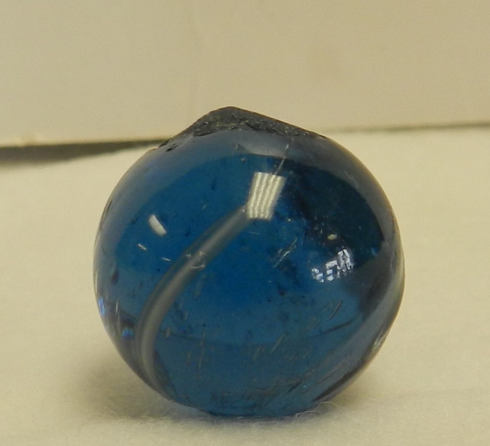 #20085m Vintage German Handmade Blue Glass Swirl Marble .75 Inches *Mint*