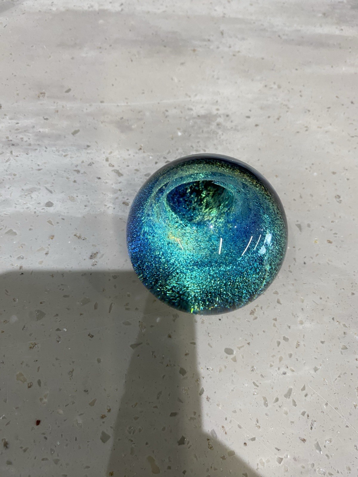 Kevin O’Grady Gold Drapes White Borosilicate Glass Marble Vortex Dichroic 2″ NEW