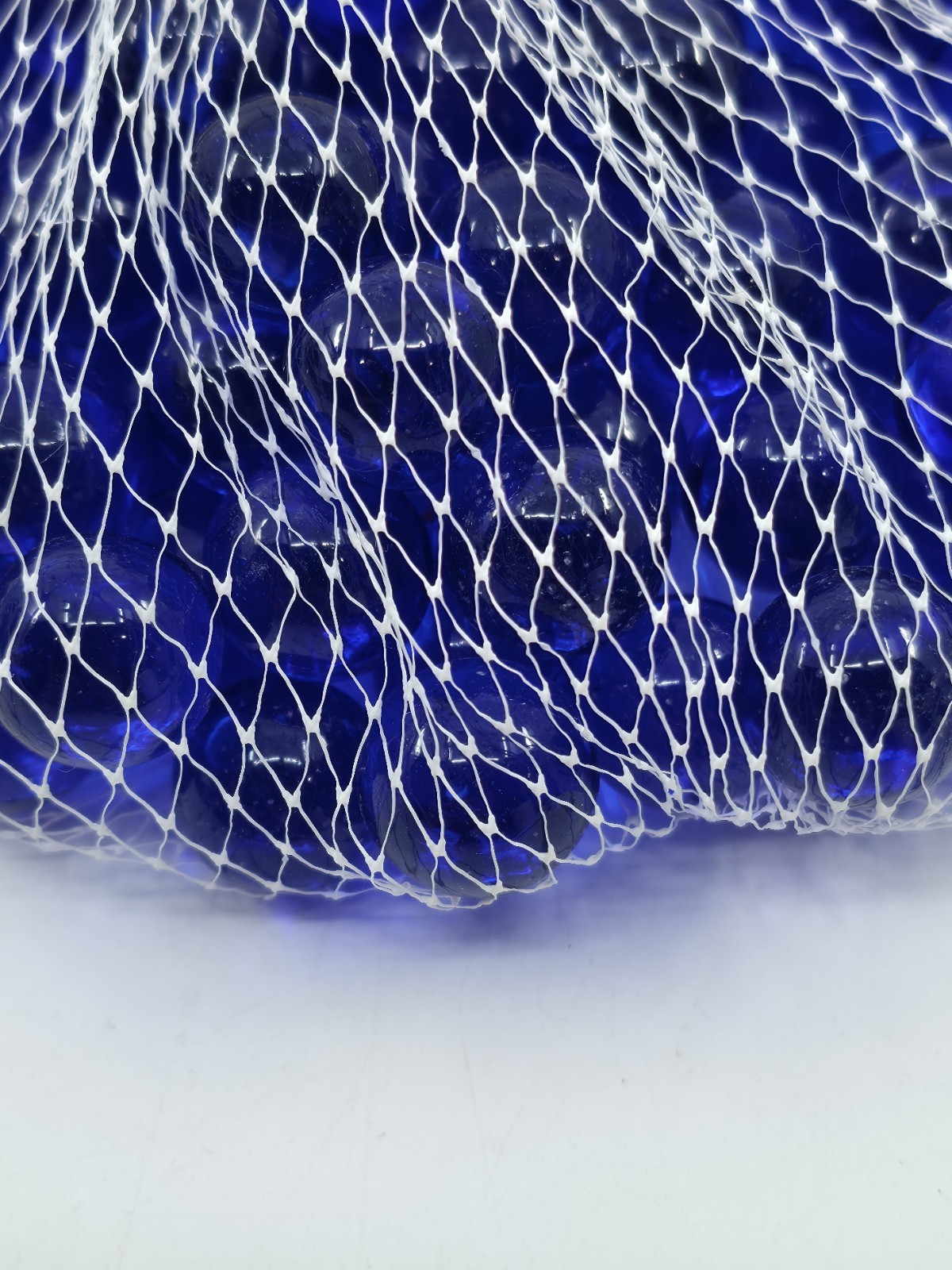 Cobalt Blue Glass Marbles Mesh Bag Vintage Craft Floral Vase Filler 100pcs