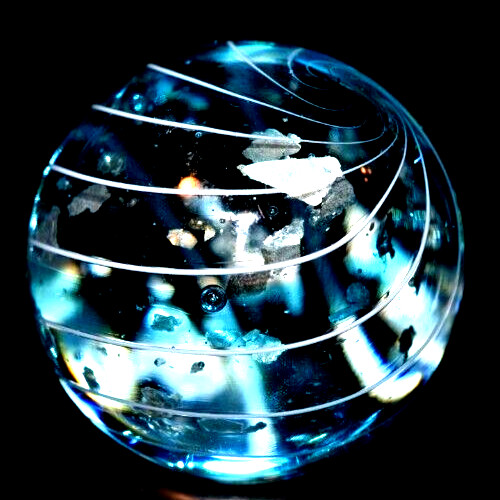 HOT HOUSE GLASS MARBLE/.948″-MICA TURQUOISE ICE-TRANSPARENT TURQ,BABY BLUE,MICA