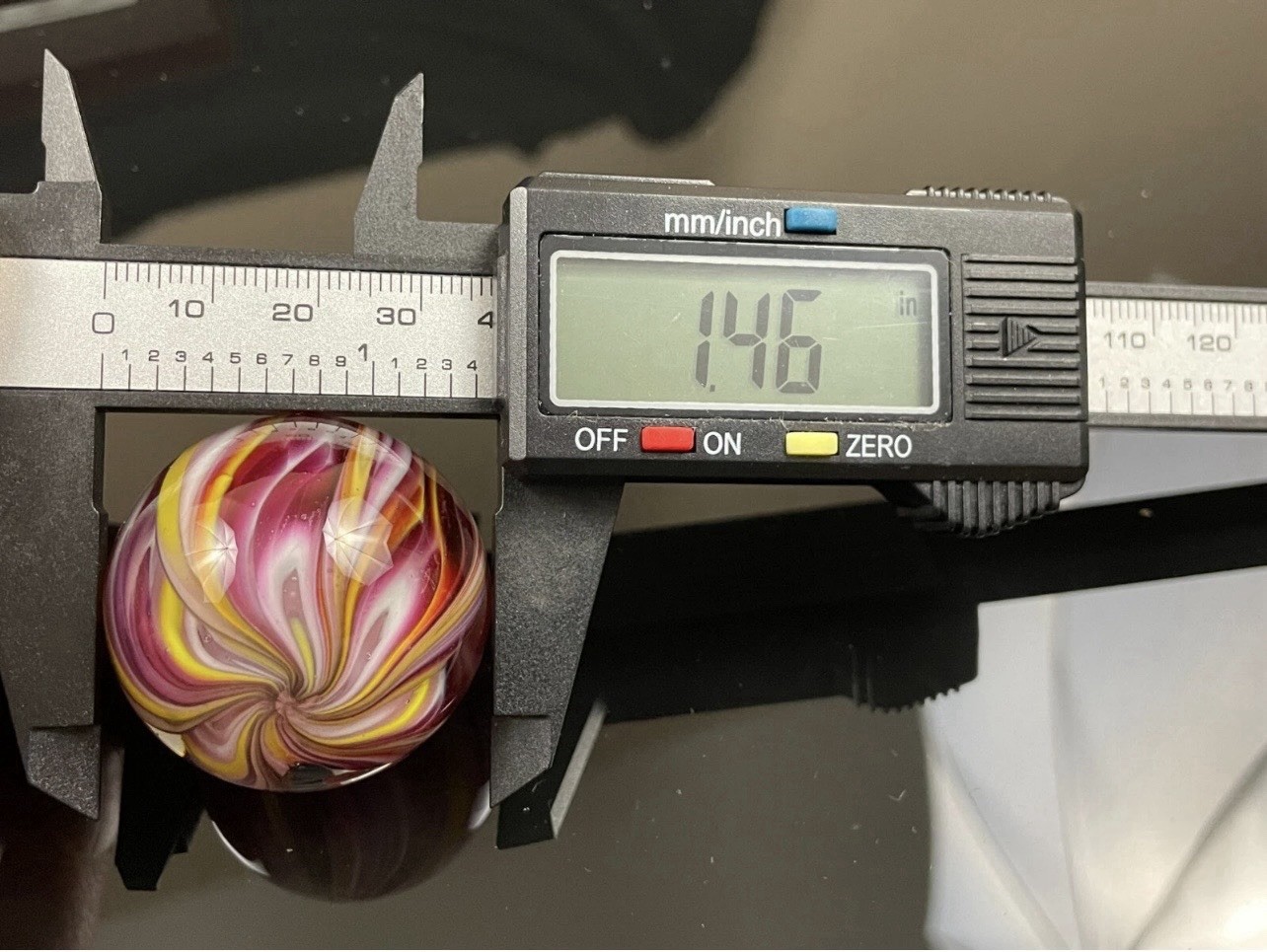 Rick Davis Handmade Glass Art Marble 1.46″ Signed Flames