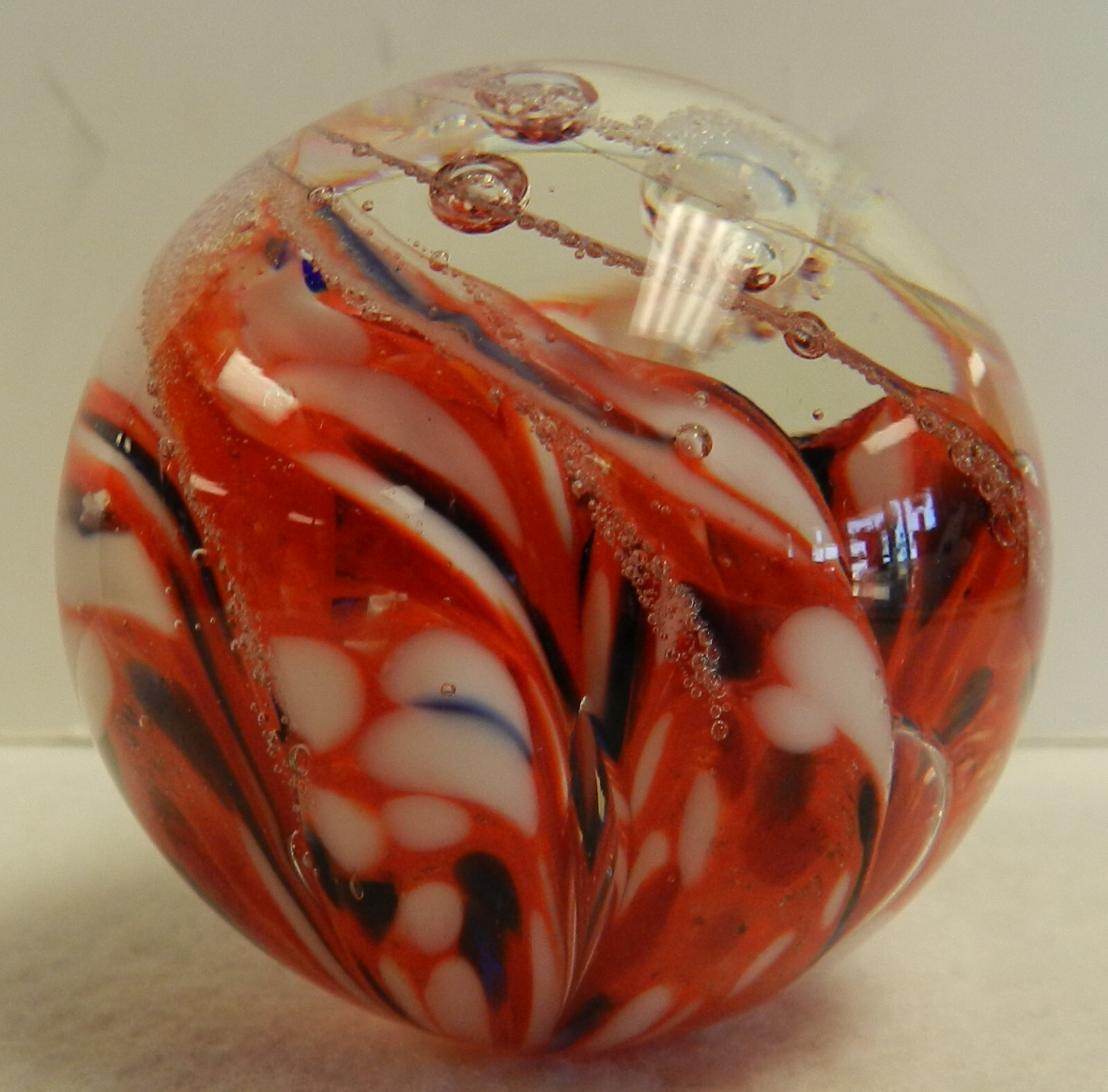 #18354m Nice Large Single Pontil Lobbed Contemporary Handmade Marble 1.92 Inches