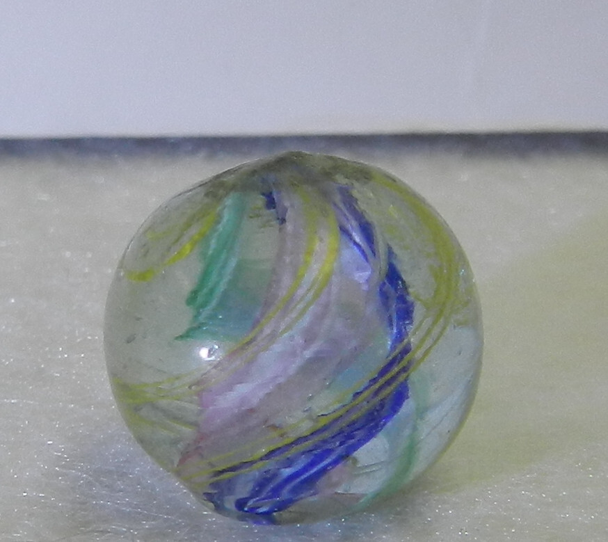 #18533m Small .55 Inches Vintage German Handmade Divided Ribbon Swirl Marble NM