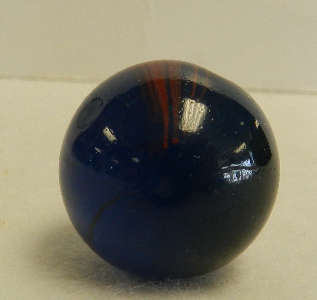 #20725m Rare Akro Agate Experimental Oxblood Patch Shooter Marble .95 Inches