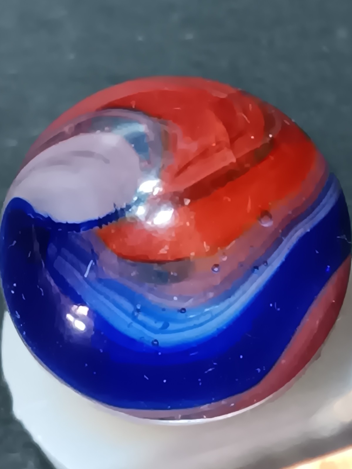 Corkscrew Machine Made Marble Red Blue White Swirl. Akro popeye, mint