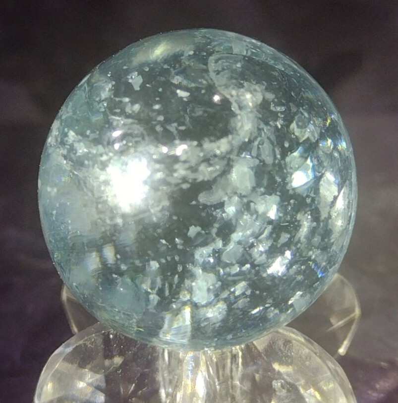 .84″ TWISTED SILVER MICA – RARE VHTF ANTIQUE GERMAN MARBLES-NM