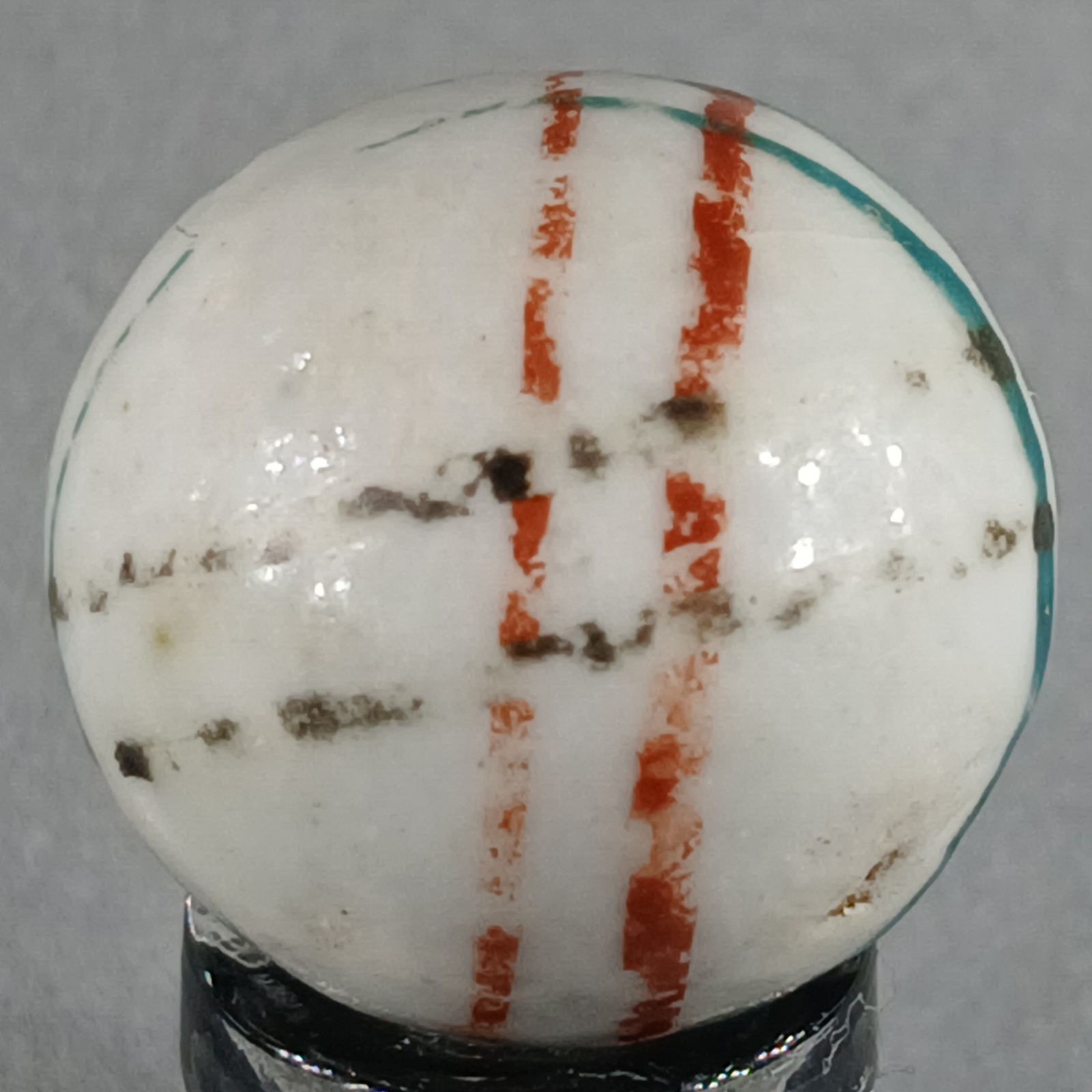 Vintage German Handmade China Glazed Lined Marble .67 Inches NM Condition