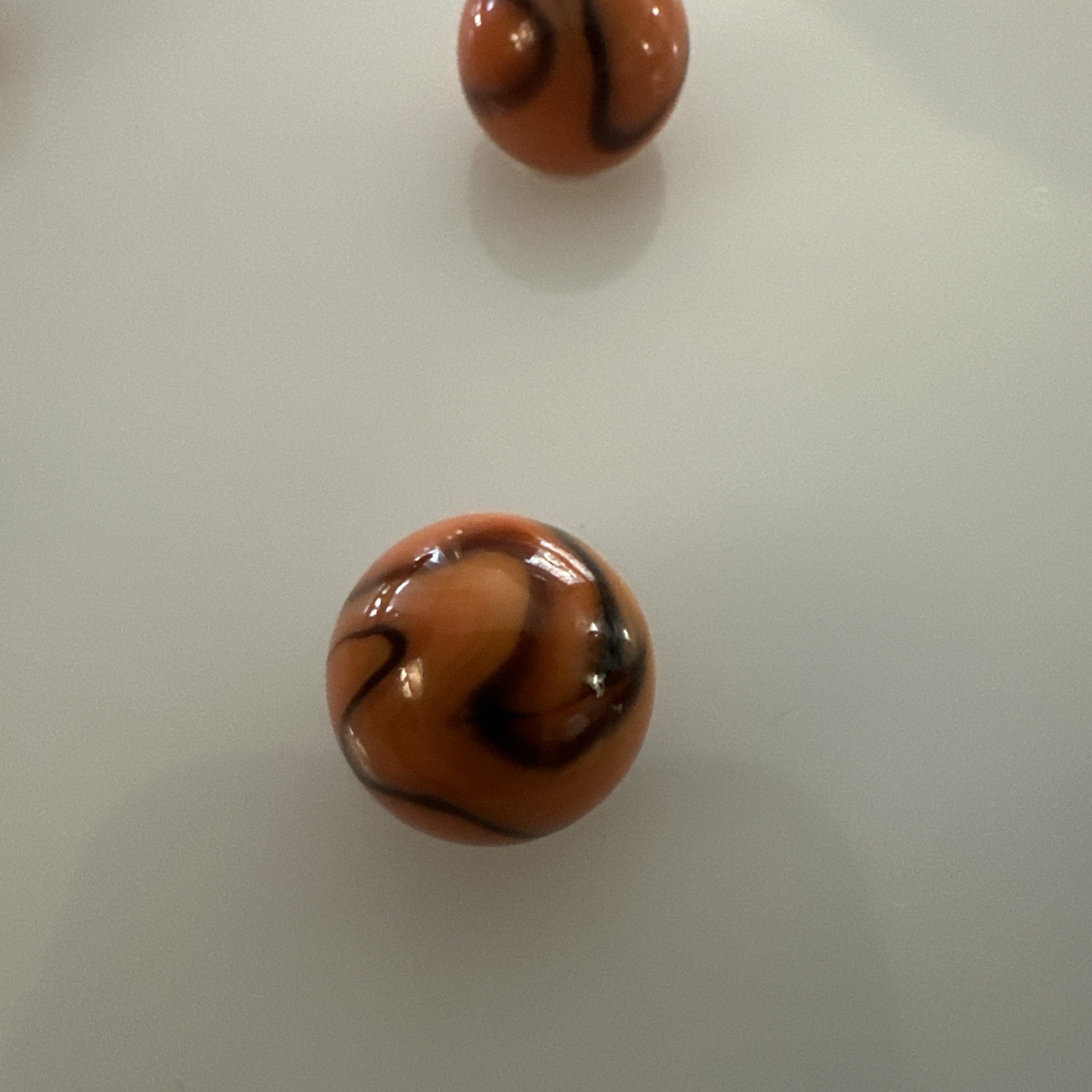 16mm Bengal Tiger Glass Player Mega Marbles Pk of 5 Orange w Black Swirls Vacor