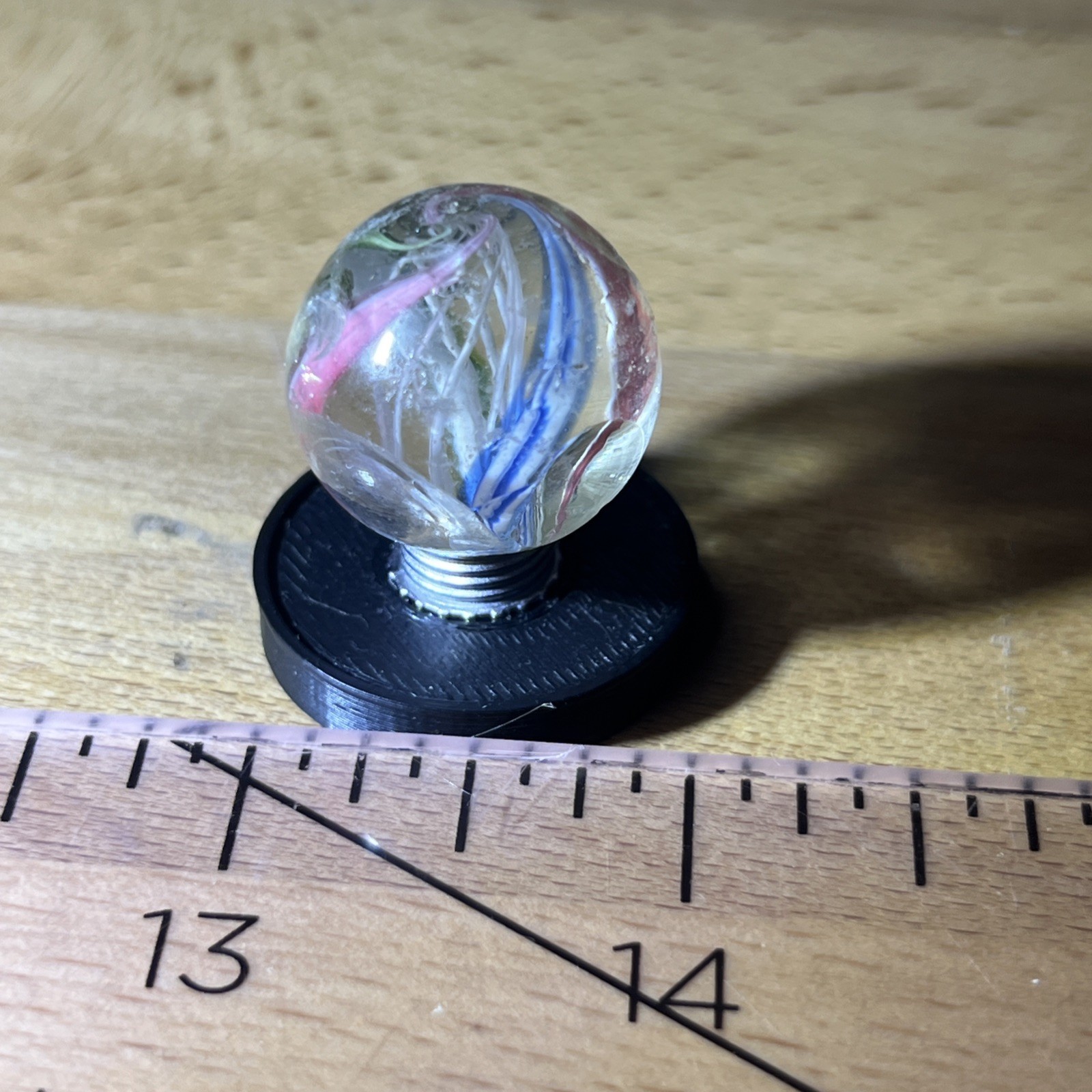 Antique German Latticinio Core Swirl Glass Marble .850