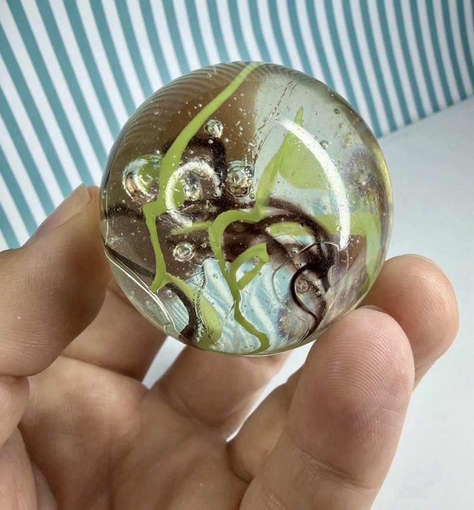 Vacor Commando Wire Pull Slag Marble ~1.9″ Toe Breaker Huge Mint Glass Marbles