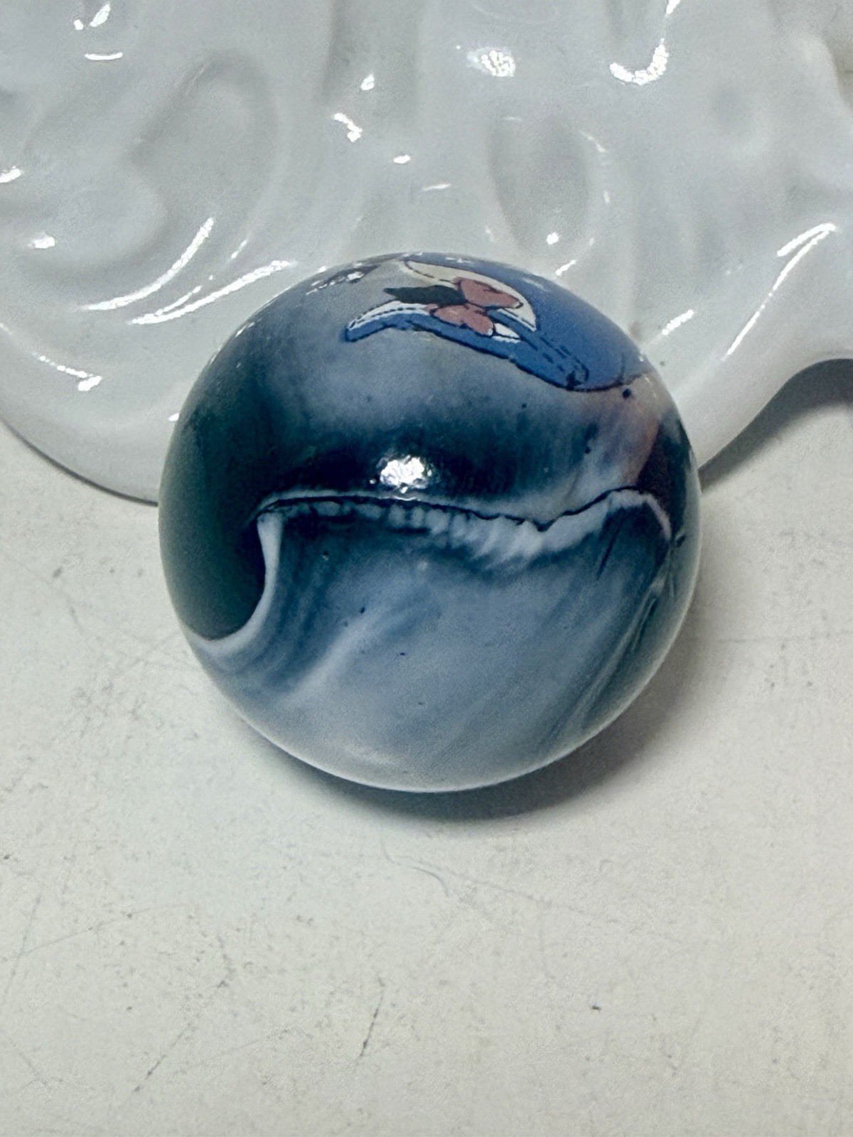 Eeyore Disney Glass Marble Handmade Toy / Unique Swirl Design