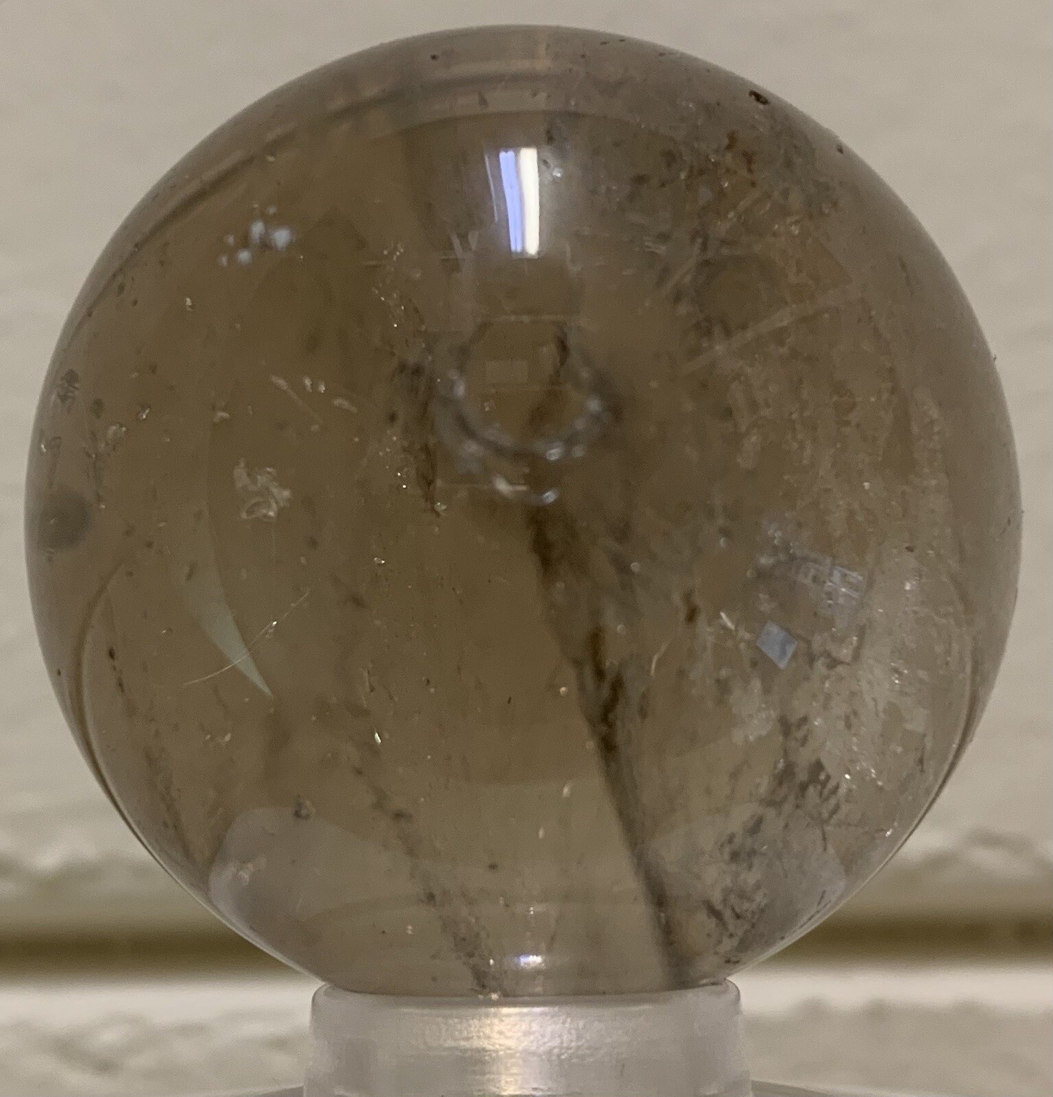 Big 1 1/2″ Marble translucent cloudy spider web lines tiny speck vintage glass