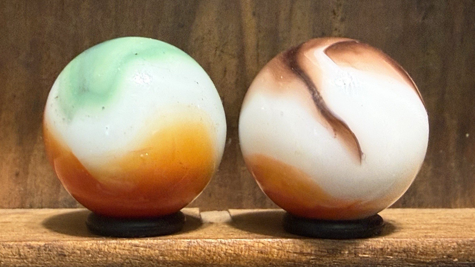2 Vintage Vitro All Red Shooter Marbles 7/8” Near Mint(+) | 202