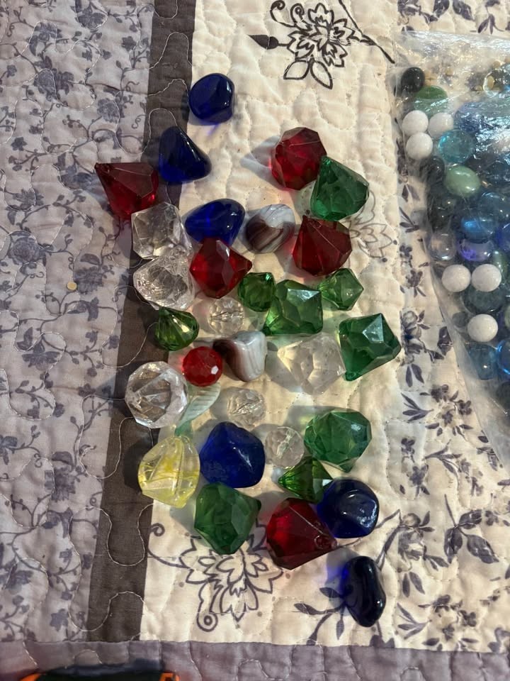 Assorted Decorative Glass and Acrylic Gems ,marbles & stones