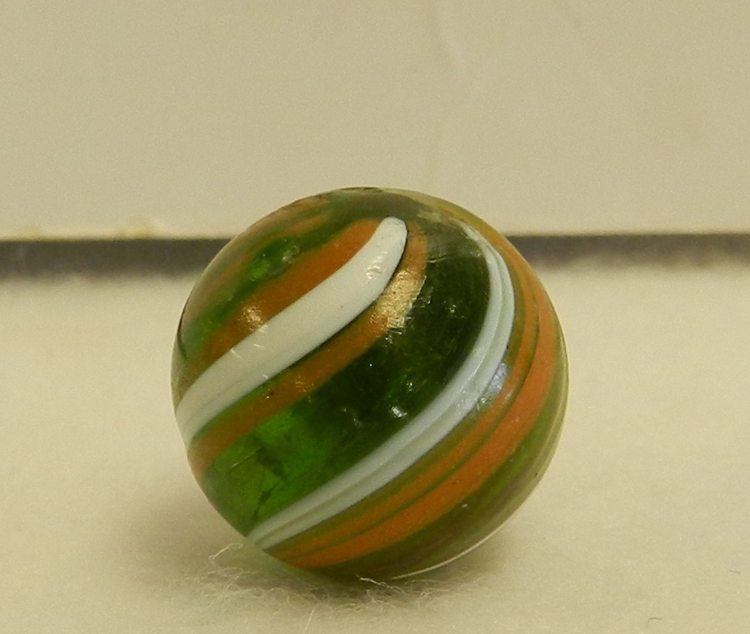 #20701m Vintage German Handmade Green Glass Marble .61 Inches