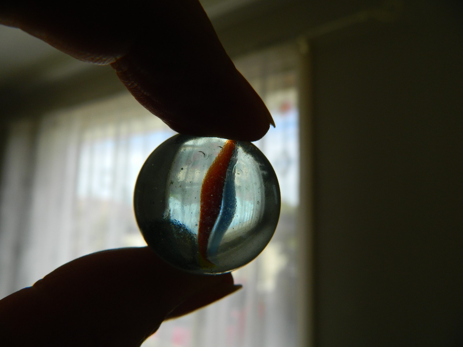 GLASS MARBLES Blue White Green Orange Bubbles Luster Opaque Medium Large Toy Lot