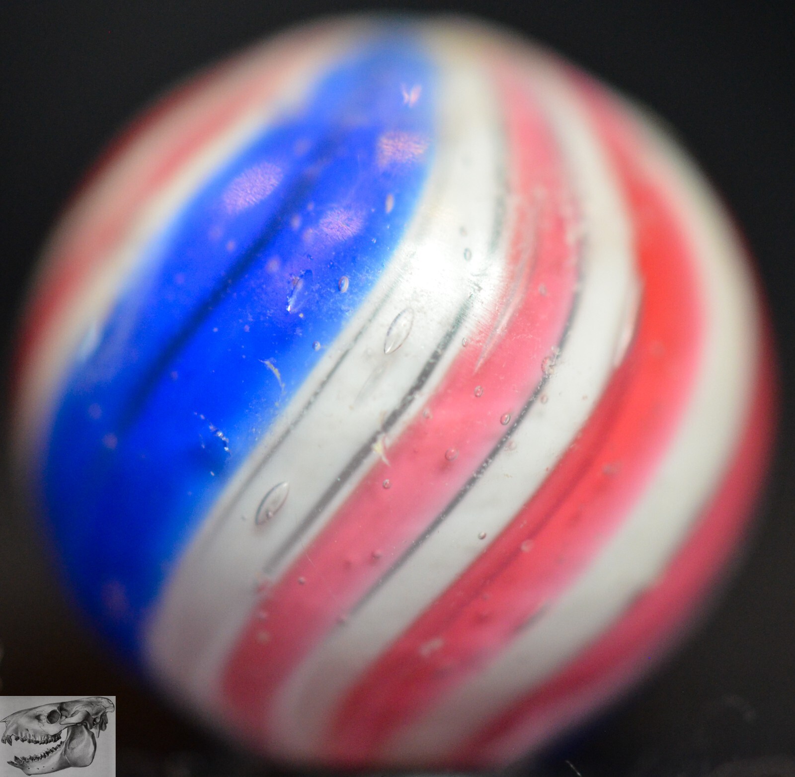 Handmade Peppermint Swirl Marble, 11/16 in, Polished, Germany, 1860-1920, S1040