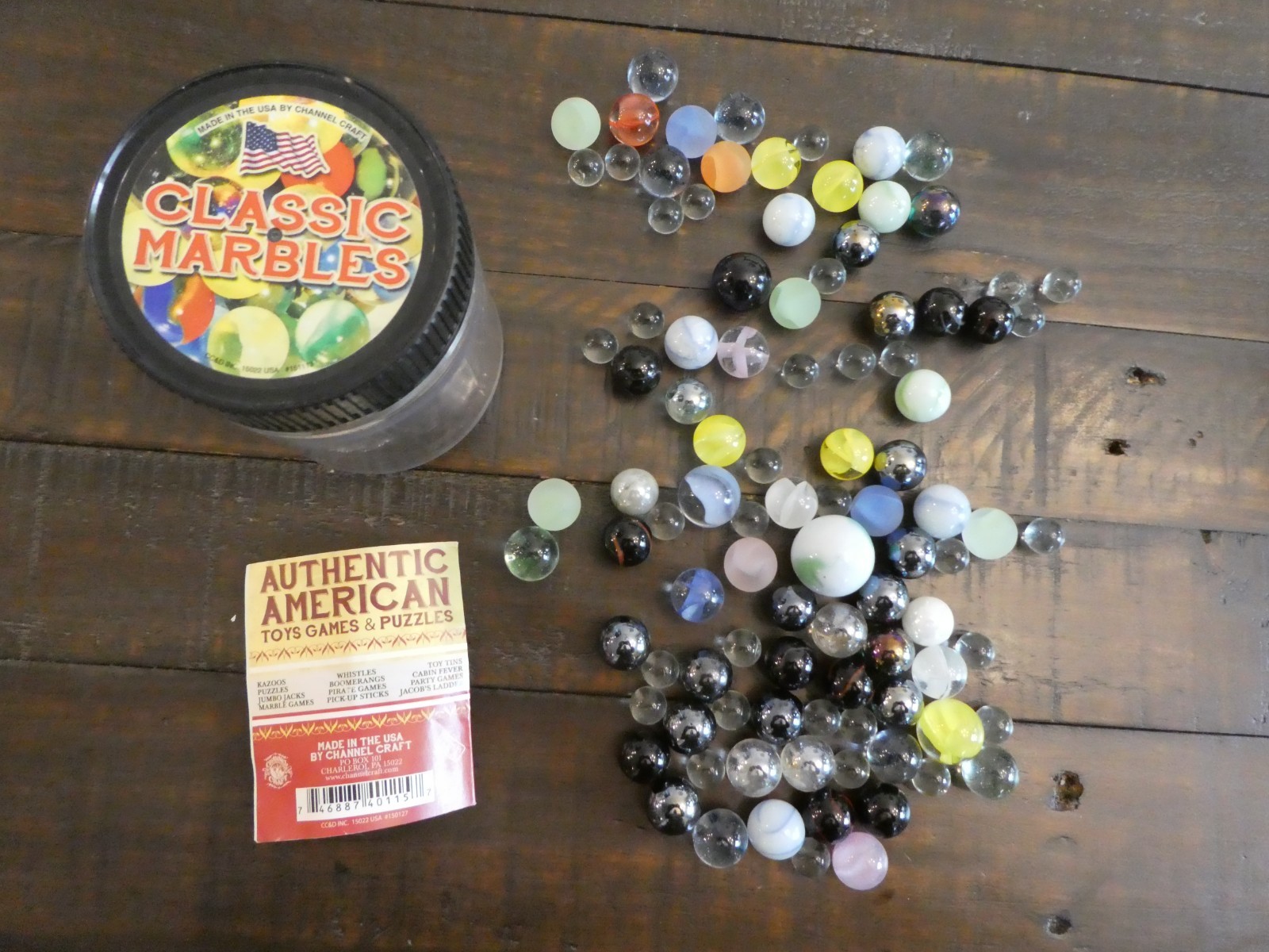 Channel Craft 98 Assorted Classic Multi Colored Glass Marbles Made USA Handbook