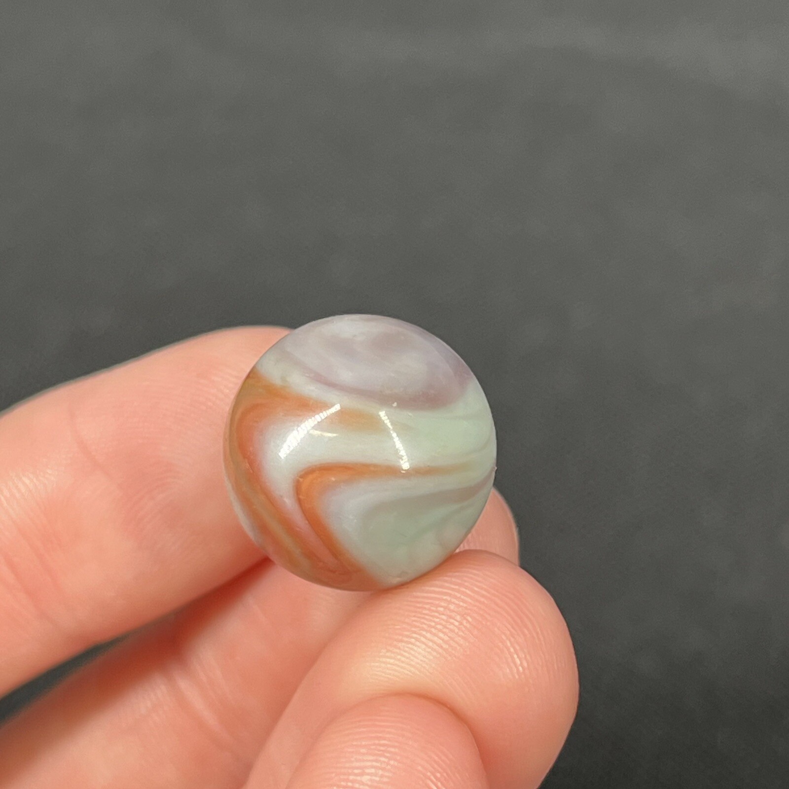 Vintage Agate Christensen Peltier Art Glass Swirl Marble .6” Muddy Green