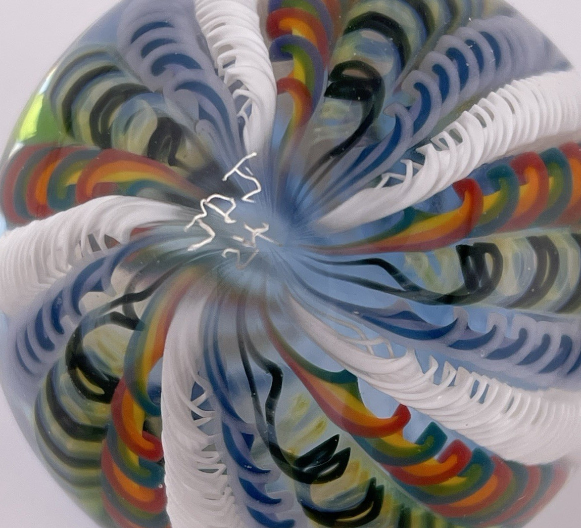 JOSHUA JUSTICE 2024 FILIGRANA GLASS MARBLE WITH J BLUE STAND