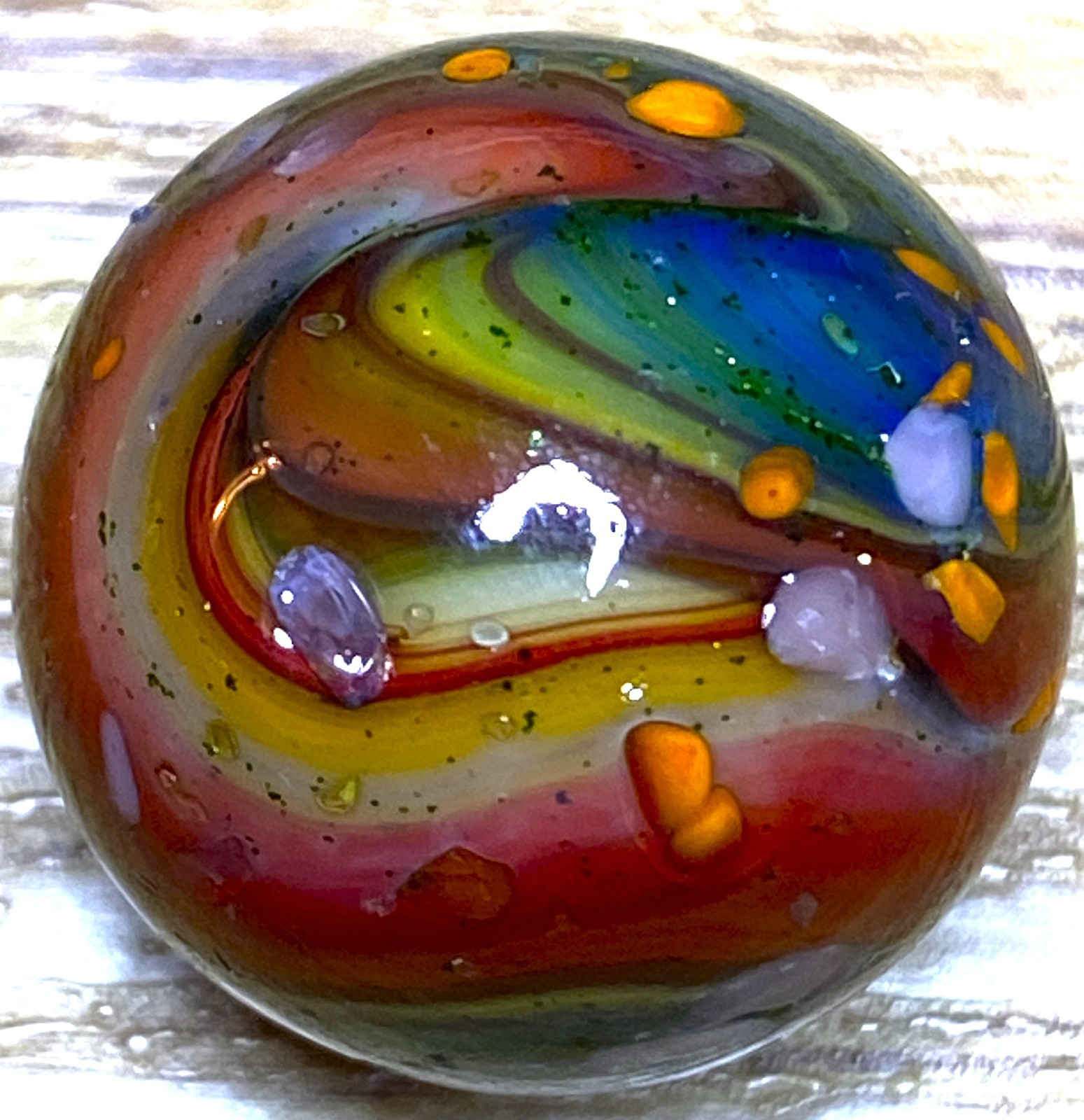 DAS/JABO CHUNKY PIECES & OXBLOOD & AVENTURINE SWIRLED SHOOTER .71″ BOX03/288